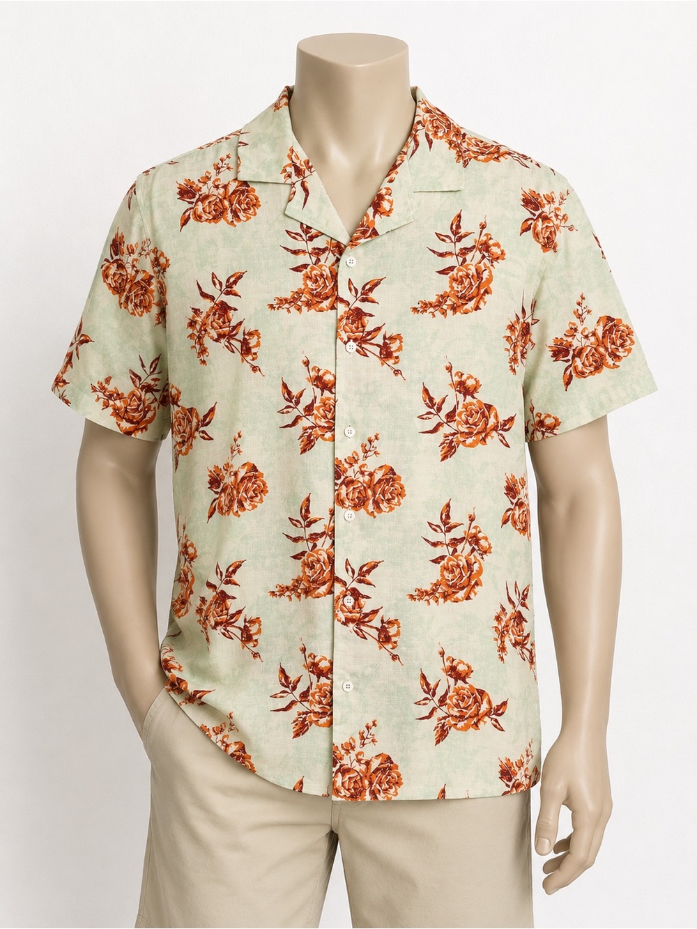 NEW Original Use Linen Cotton Tropical Floral Button Up
